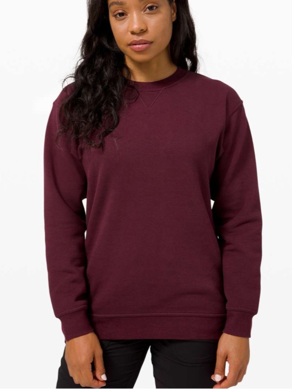 Lululemon All Yours Crewneck Cotton Fleece Sweatshirt Pullover Cassis Burgandy